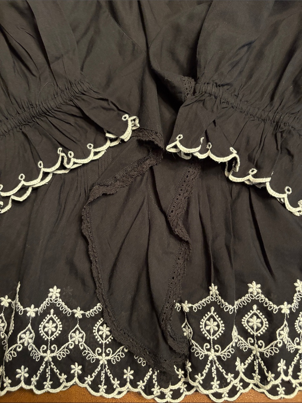 Madewell women’s The Blaire Top short sleeve black embroidered ruffles SizeS NWT - Picture 8 of 10